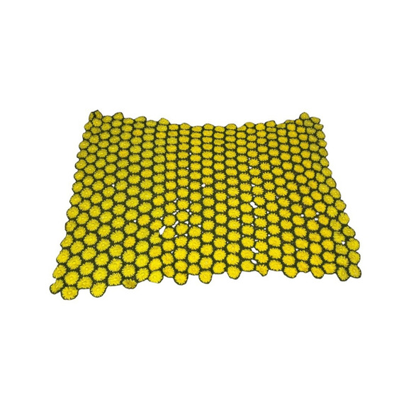 Vintage Crocheted Daisy Afghan Lap Blanket Green White Yellow 49x64 Floral - Picture 5 of 15
